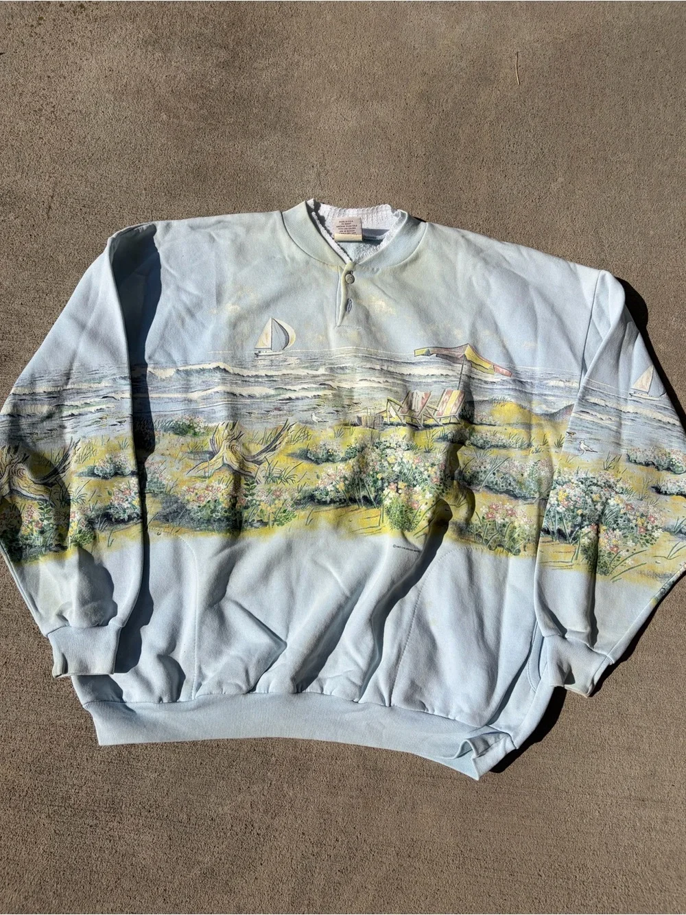 Vintage 90s art unlimited beach seagull marsh coastal crewneck sweatshirt fleece - Picture 5 of 7